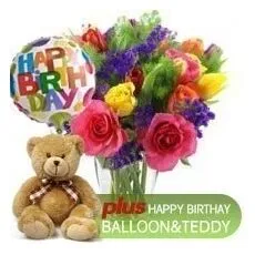 Bright Bunch + Teddy + Birthday Balloon