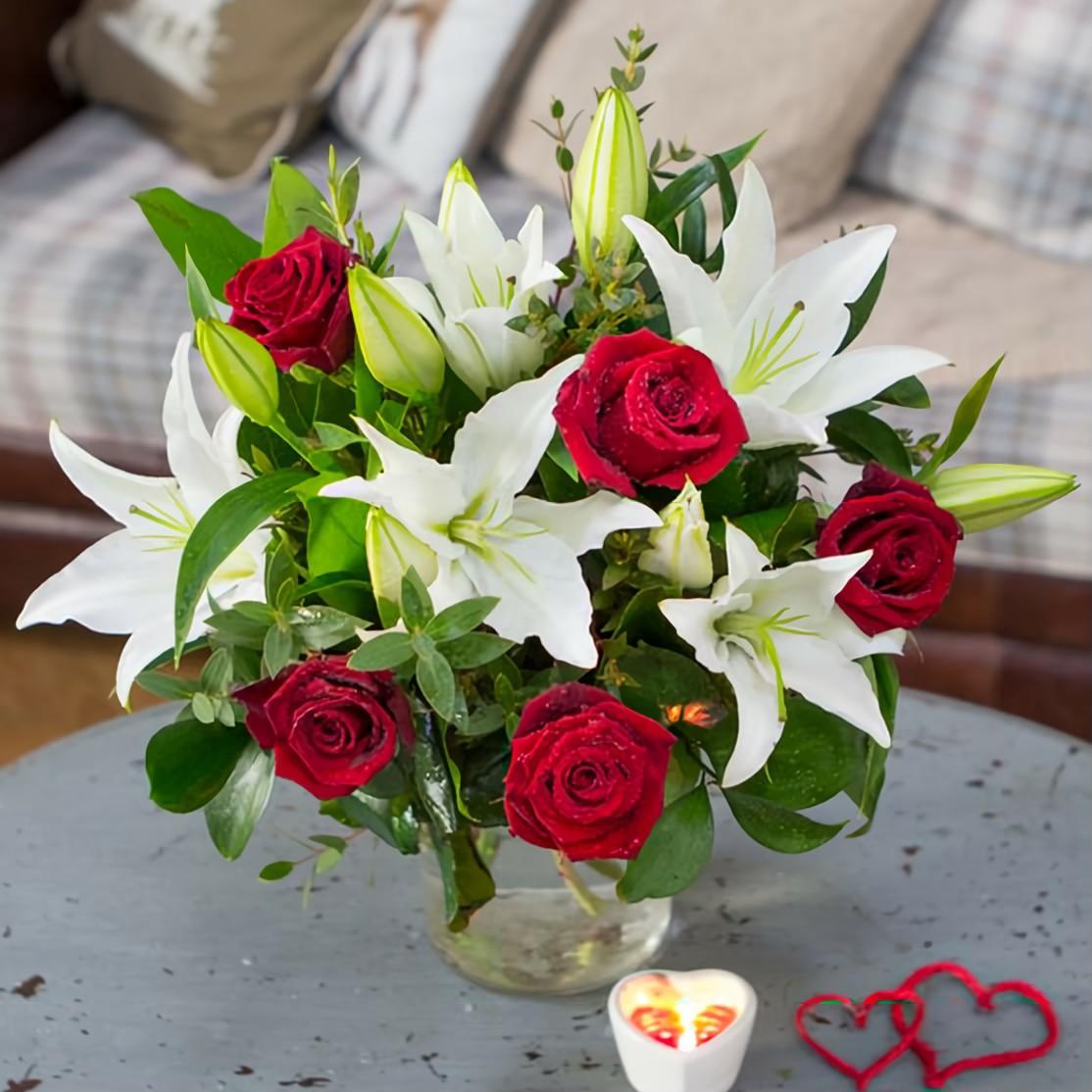 Unveil Deep Affection - Lily & Rose Bunch by Lily's Florist