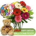 Gerbera + Bunch + Teddy + Birthday + Balloon