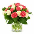 carnations and roses in a bunch