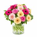 Pastel gerberas and roses in a bunch