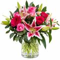 pink roses and oriental lily