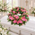pink flowers for casket