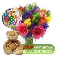 Bright Bunch + Teddy + Birthday Balloon