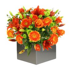 Mixed Orange Flowers Arrangement