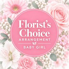 Fresh flowers for the arrival of a new baby girl and set in to a box