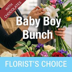Florist's Choice Baby Boy Bunch With Free Chocolates