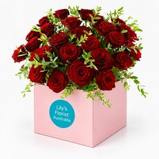 24 red roses set in a box for the ultimate I love you gift