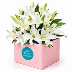 Stylish and simple and smell amazing white lilies in a box