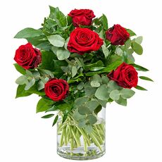 6 stunning red roses in a bunch