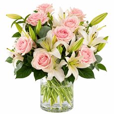 pastel lily and rose bunch