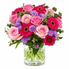 Stunning roses and gerberas in a bunch