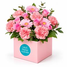 roses and carnations in a box
