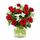 12 red classic roses in a wrapped bunch