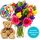 Bright bunch package for a birthday including a teddy and balloon