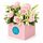 Peerfect combination of pastel pink lilies and roses in a box