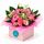 Box of beautiful fresh mixed pink blooms