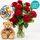 The full birthday package with 12 red roses and a teddy and balloon