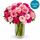 Roses and carnations set in a beautiful glass vase