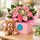 Arrangement for a baby girl with teddy bear