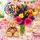 Bright birthday bunch with teddy and balloon