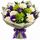 Beautiful lilac and lime flowers in a bunch with wrapping and ribbon