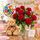 Party package of red red soes, teddy bear and balloon