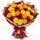 Stunning bunch of red, yellow and orange roses