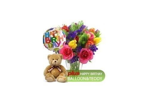 Bright Bunch + Teddy + Birthday Balloon