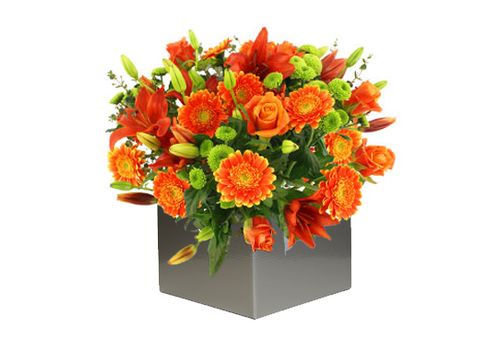 Mixed Orange Flowers Arrangement