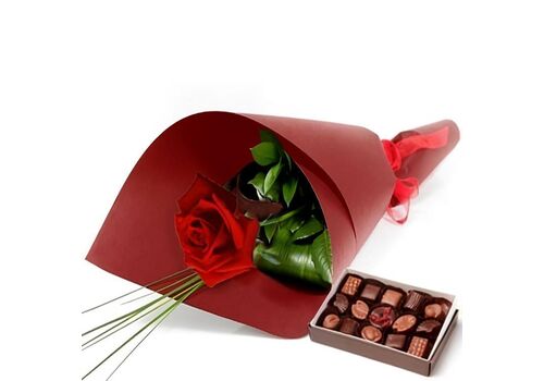 Single Rose With Chocolates