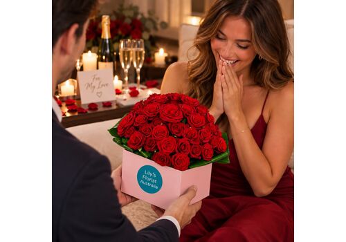 36 red roses set in to a box for the ultimate gift