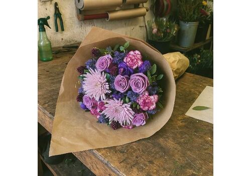 Purple & Lilac Bunch lifestyle image in florist shop