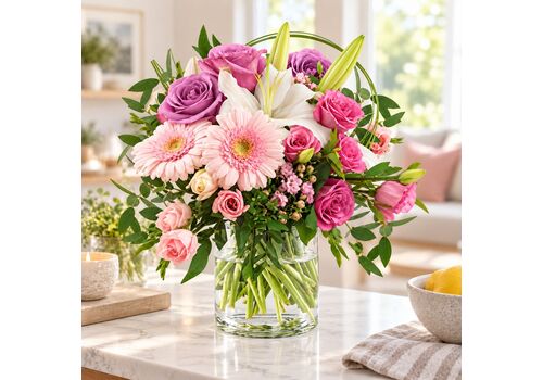 Beautful bunch of fresh pastel coloured blooms