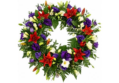 wreath of mixed flowers for a funeral