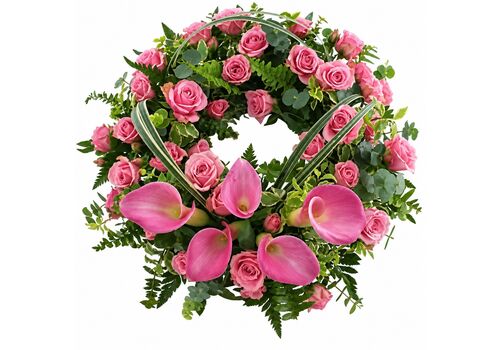wreath for a funeral with pink flowers