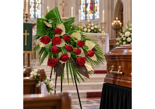 red rose sheath as sympathy flowers
