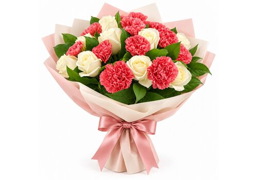 carnations and roses in a beautiful bunch