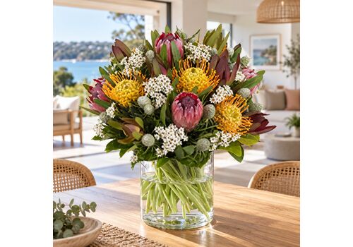 Native bunch with a glass vase
