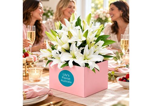 white oriental lily in a box