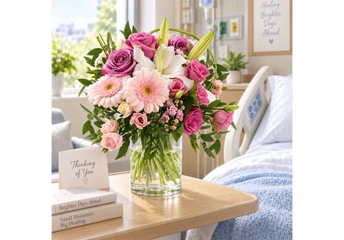 hospital flowers with vase