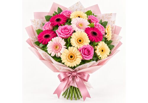 Mix of pastel gerberas in a bunch