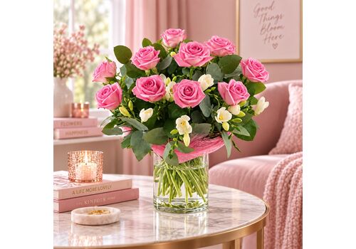 Pastel roses in a bunch