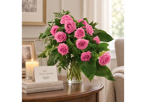 pink rose sympanthy for a funeral