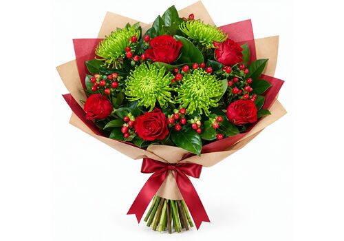Pretty red mix of fresh blooms