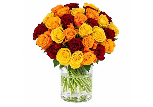 rose fiire in a wrapped bunch