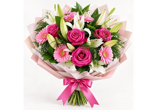 Roses gerbera and lily