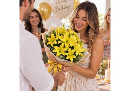 bright bunch of yellow lily