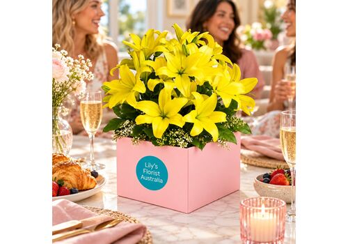 yellow lily in a box